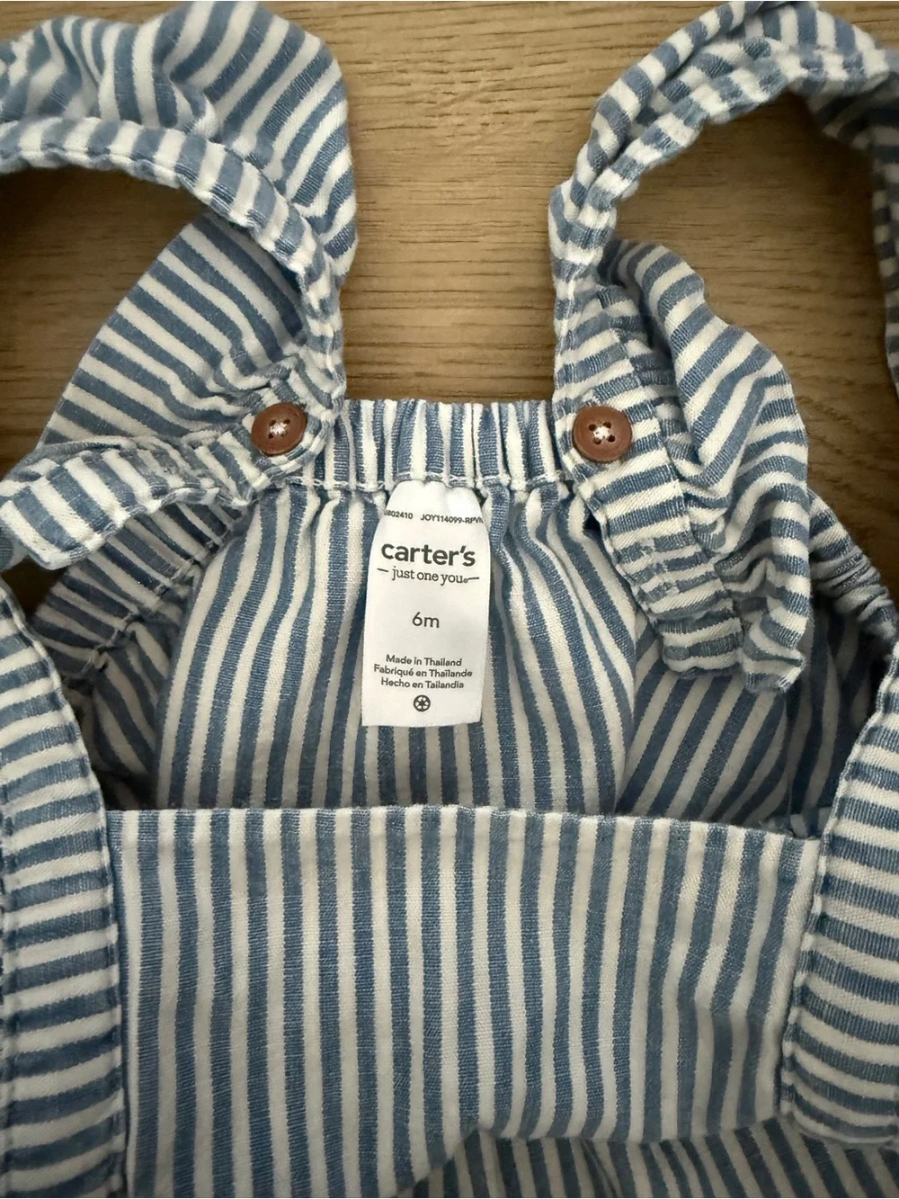 Carters Infant Girls Blue and White Striped Dress 6m